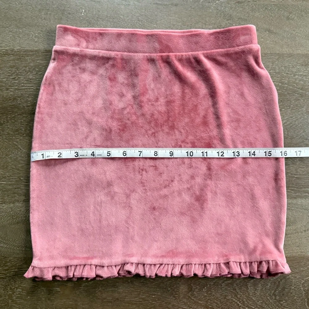 ✝️ Altar’d State | Pink Velour Ruffled Mini Skirt - Picture 4 of 8